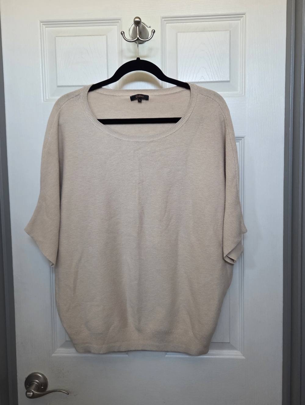 Quince Heather Oatmeal Cotton Cashmere Dolman Sweater Minimalist Contemporary XL - Picture 4 of 9